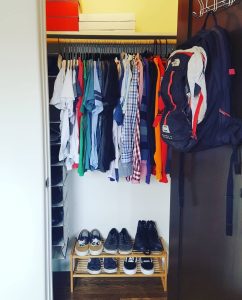 Kids and Teen Boys Room Clothing Closet and Shoe Shelf by Bella Organizing Professional Home Organizers in Oakland and San Francisco Bay Area