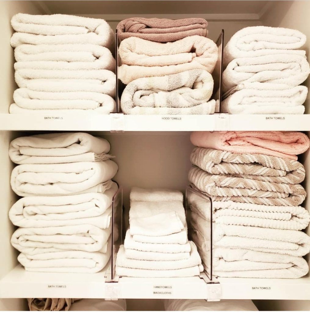 bathroom organizing and folding towels Bella San Francisco Bay Area Professional Organizers