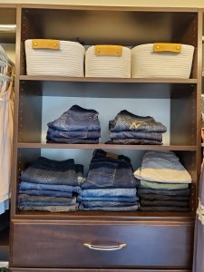 Walk-in Closet and Wardrobe fold jeans Bella Organizing Professional Home Organizers in Oakland and San Francisco Bay Area